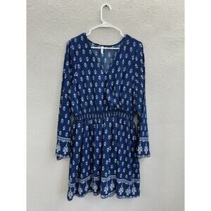 Xhilaration Womens Dress Size XXL Blue Long Sleeve Surplice Lined